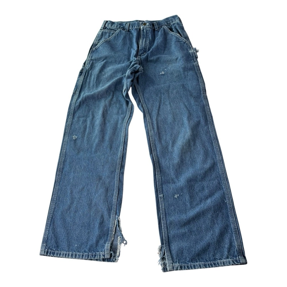 Carhartt Double Knee Carpenter Jeans Men's 38x30 Blue Distressed Wide Leg